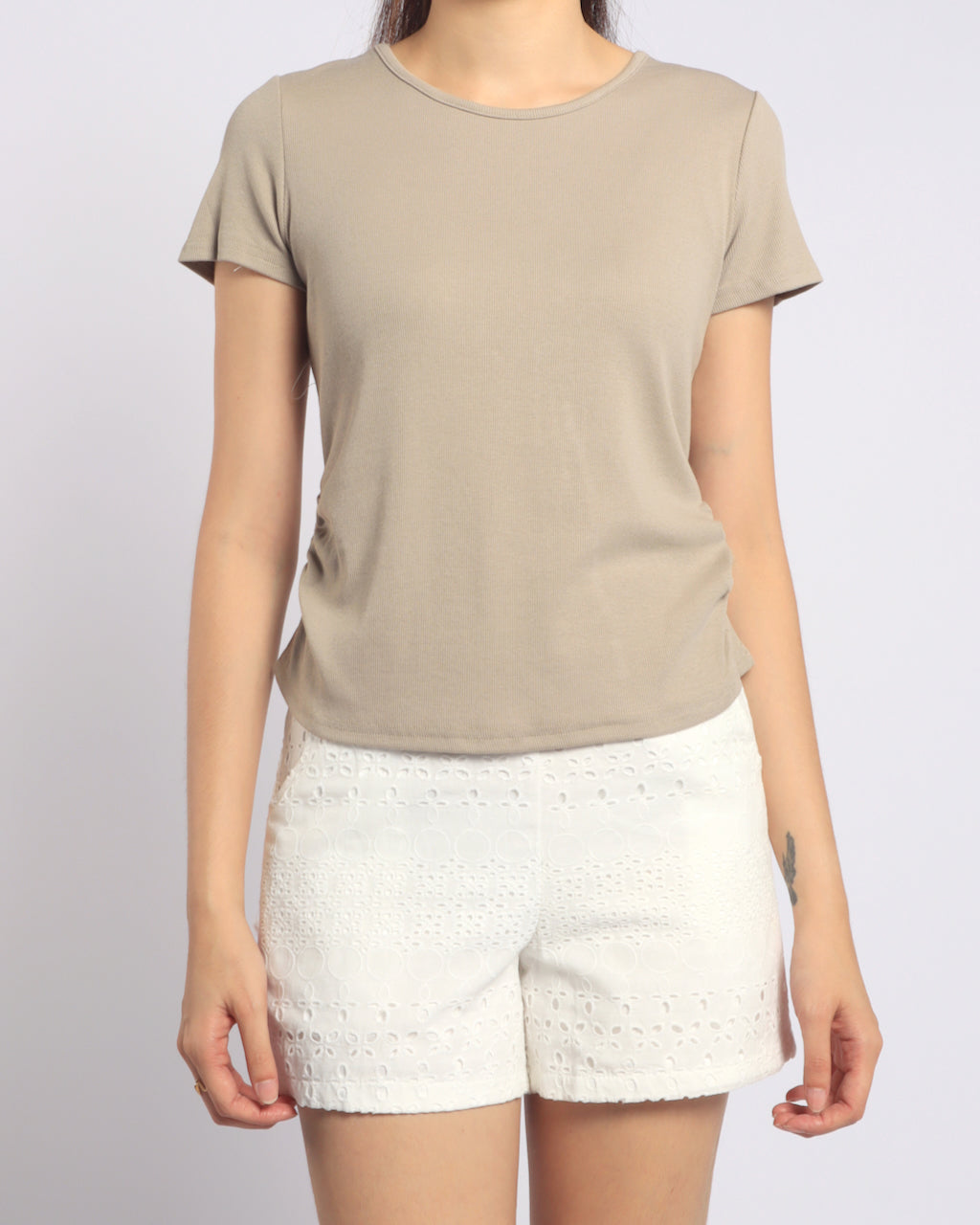 Back Keyhole Ruched Waist Top