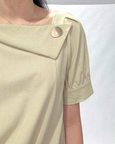 Button Boat Neck Blouse