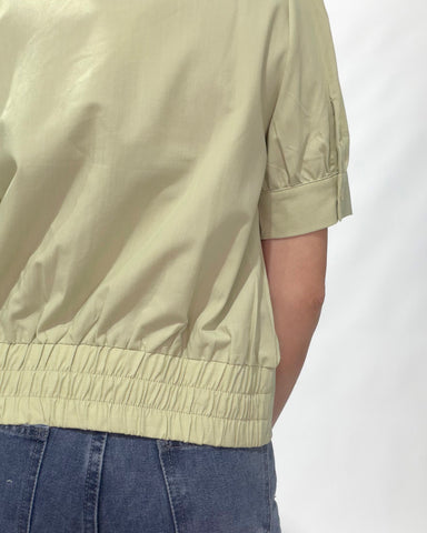 Button Boat Neck Blouse