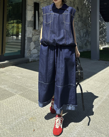 Contrast Denim Culottes