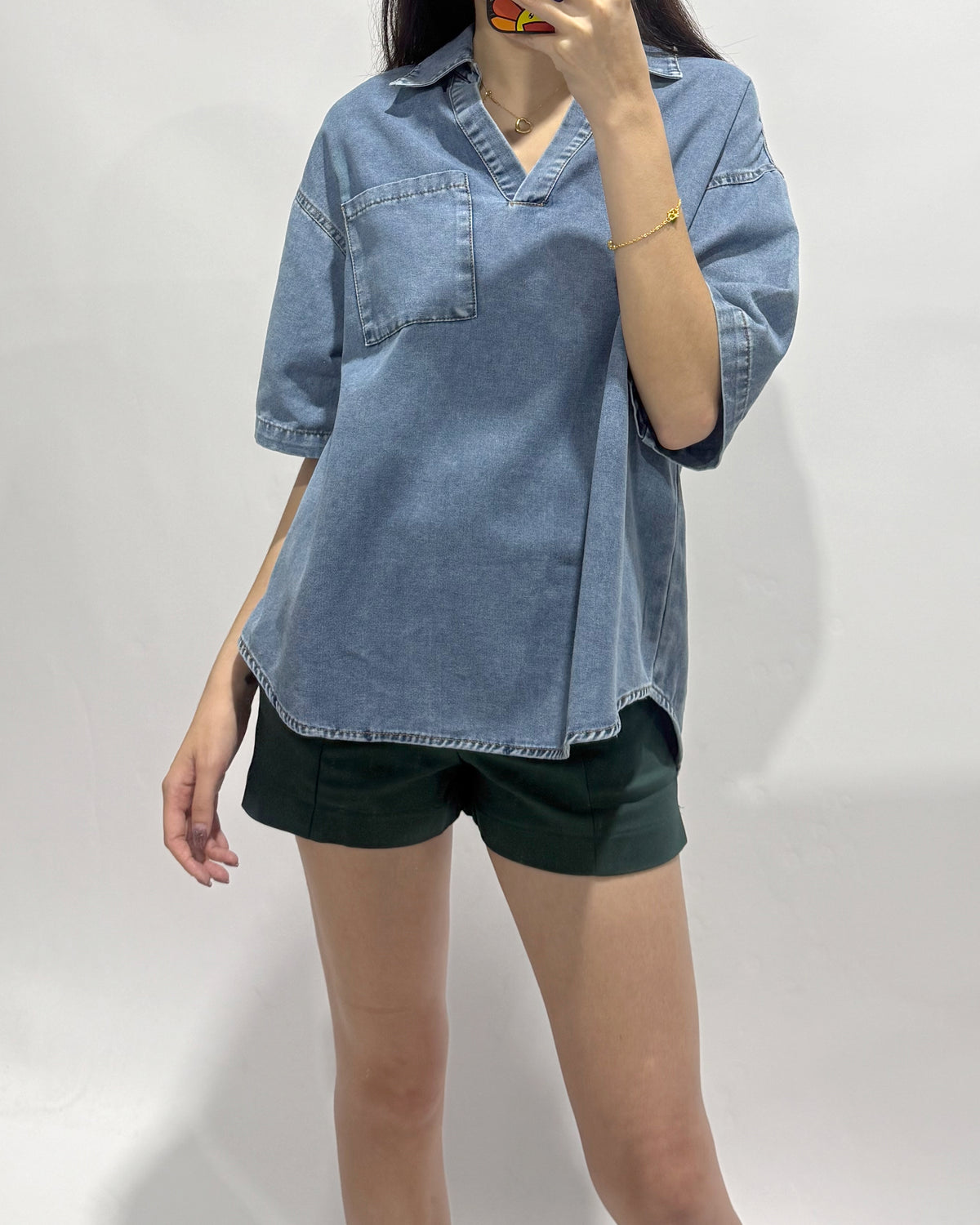 Collared Denim Top - Ferlicious Singapore (view 2)