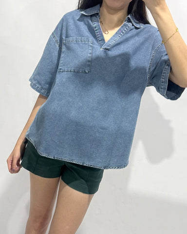 Collared Denim Top