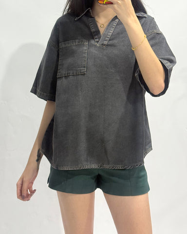 Collared Denim Top
