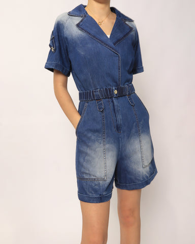 Denim Romper - Dark