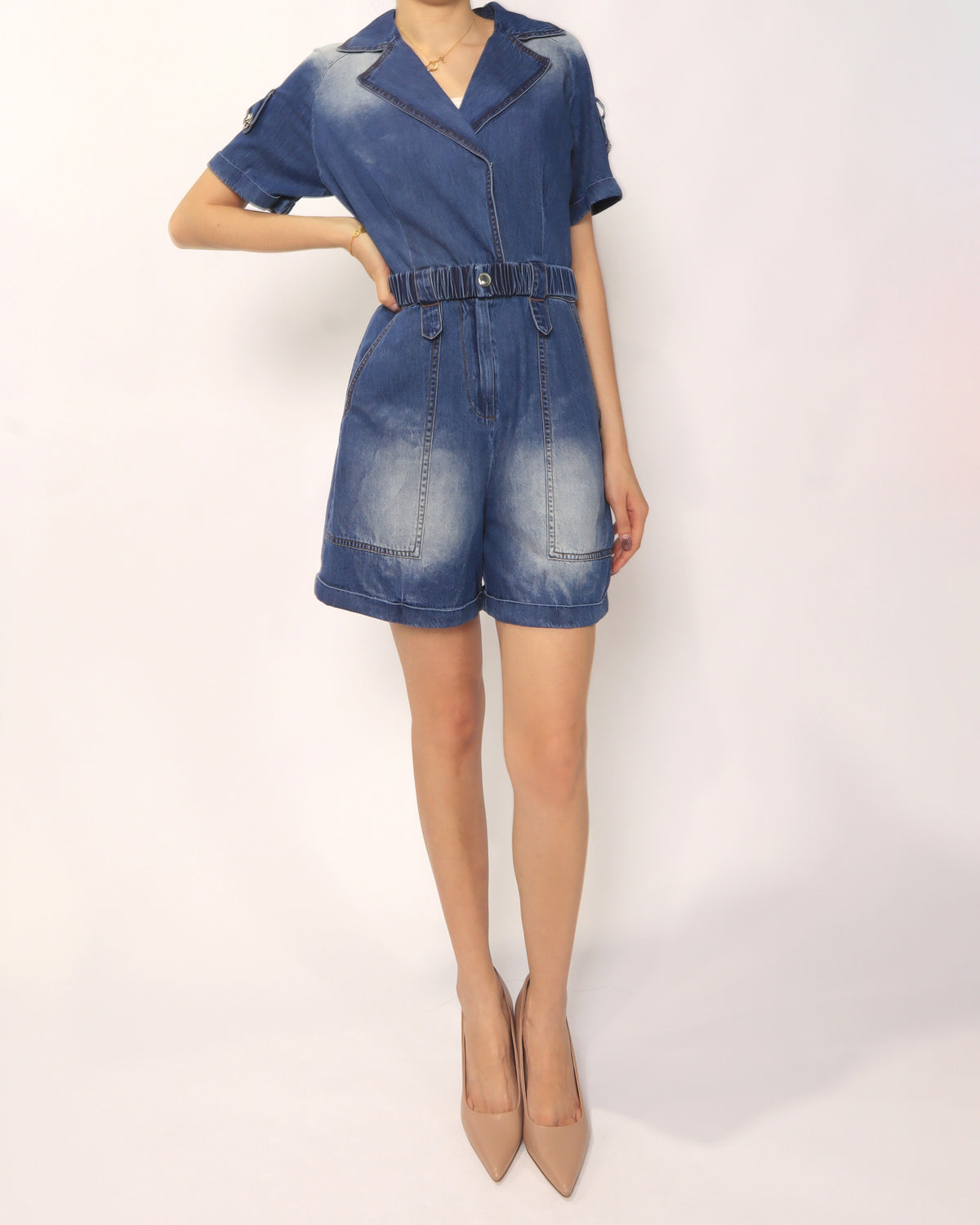 Denim Romper - Dark