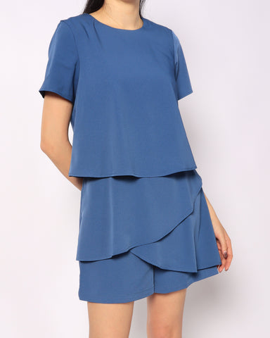 Dressy Layered Romper - Blue