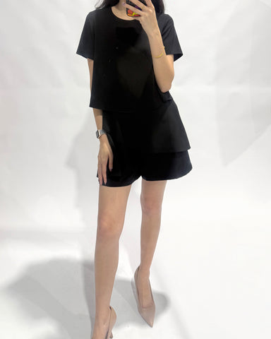 Dressy Layered Romper - Black