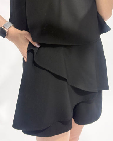 Dressy Layered Romper - Black