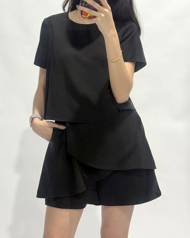 Dressy Layered Romper - Black