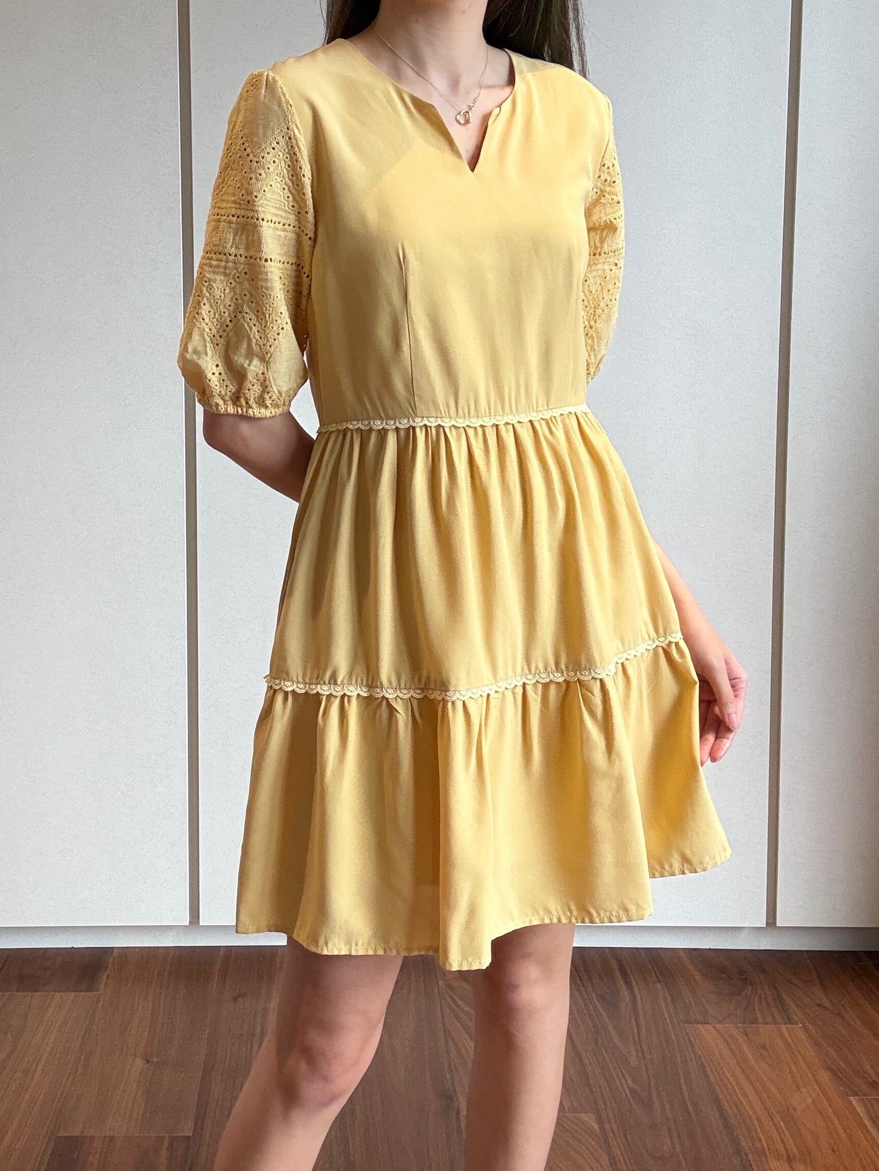 Eyelet Sleeves Dress