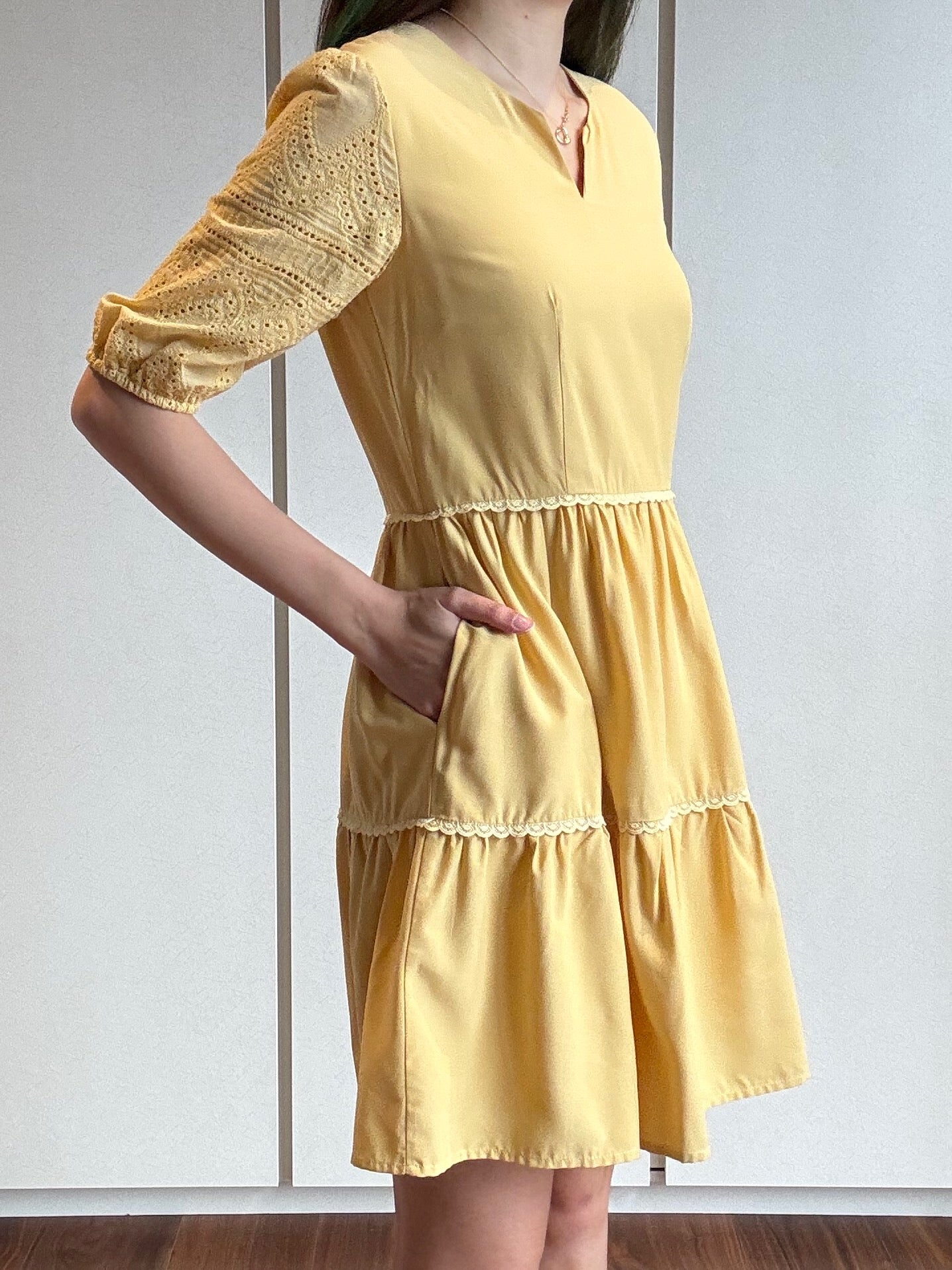 Eyelet Sleeves Dress