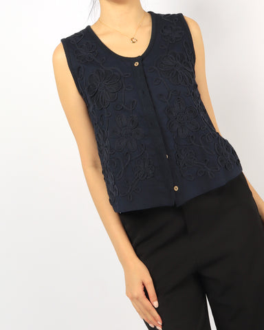 Embroidered Linen Vest