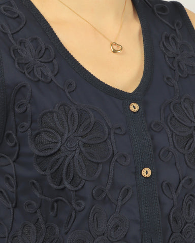 Embroidered Linen Vest
