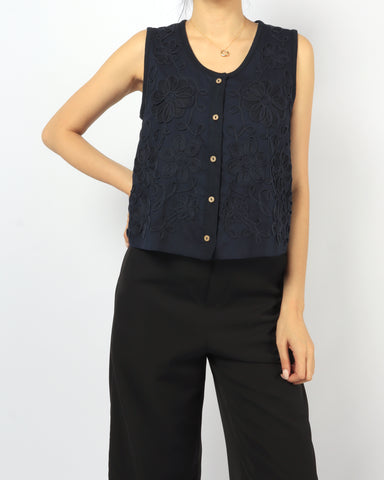 Embroidered Linen Vest