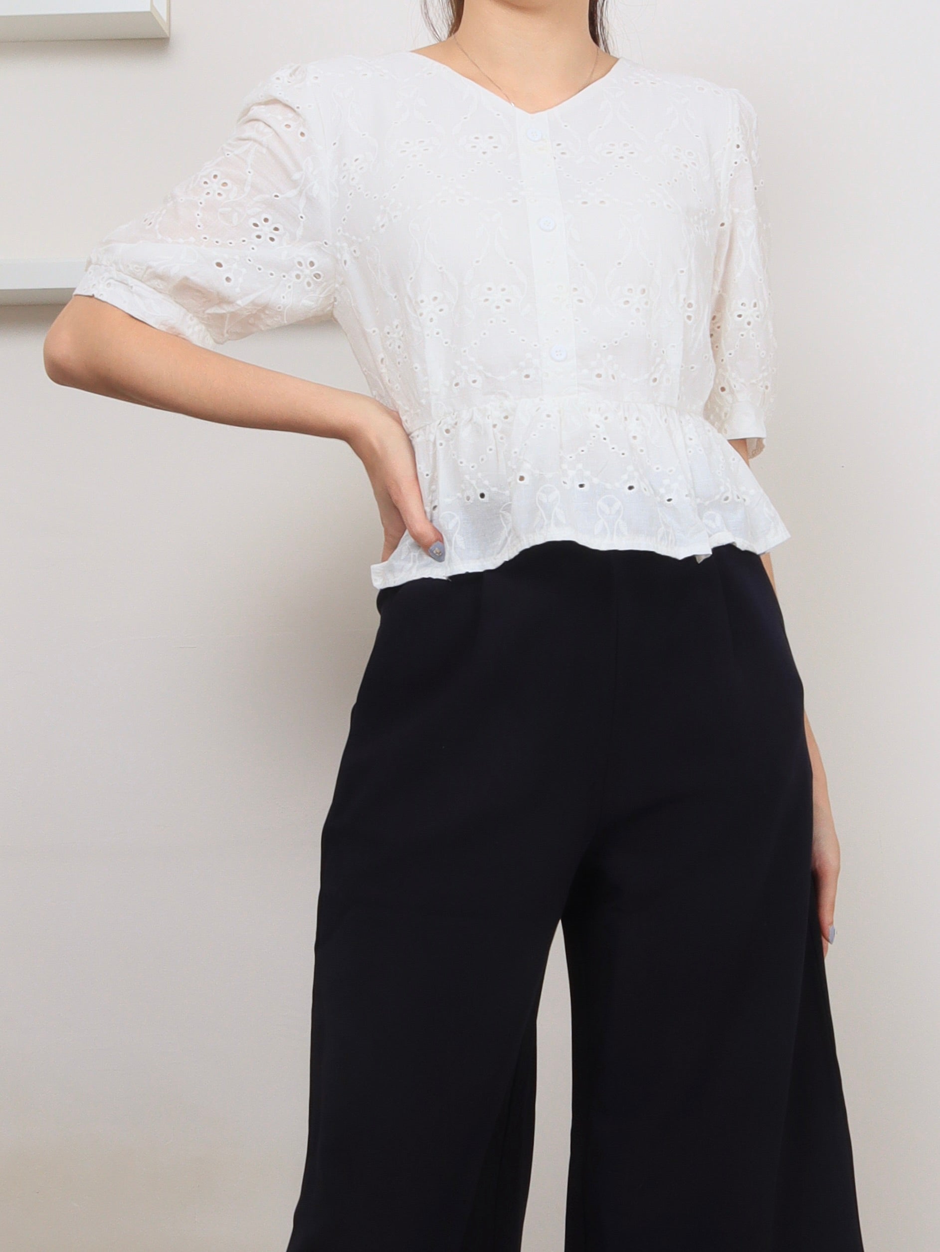 Eyelet Sleeved Top