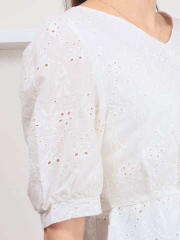 Eyelet Sleeved Top