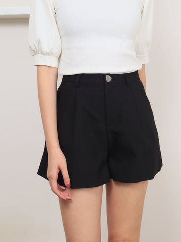 Marble Button Shorts - Black