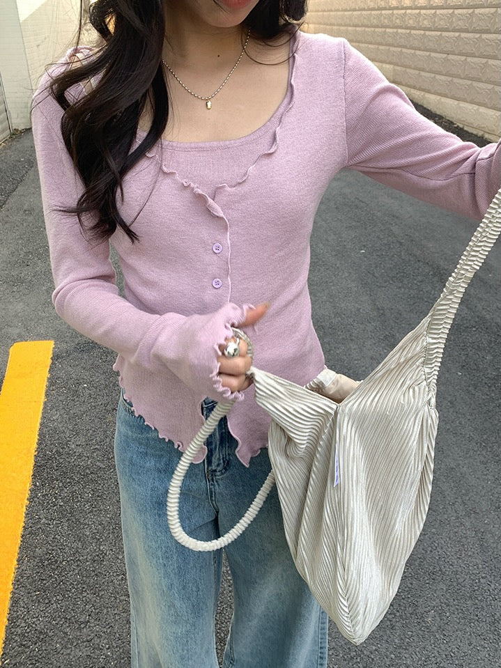 Fake 2 Piece Frills Knit Top - Ferlicious Singapore (view 3)