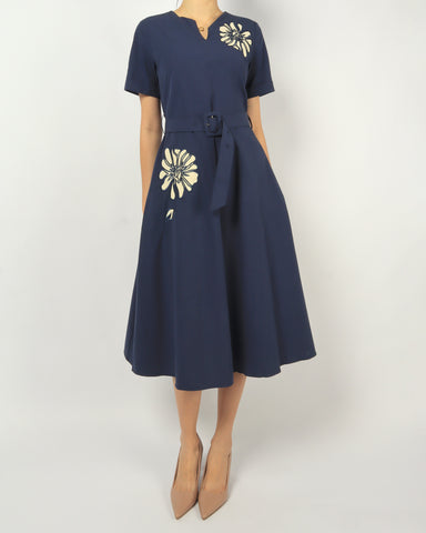 Floral Applique Midi Dress