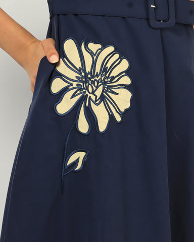 Floral Applique Midi Dress