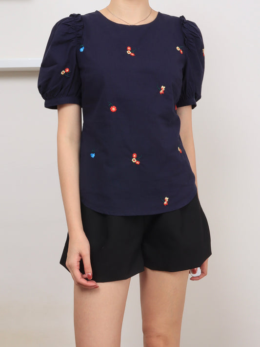Floral Embroidery Top, women's top - Ferlicious Singapore