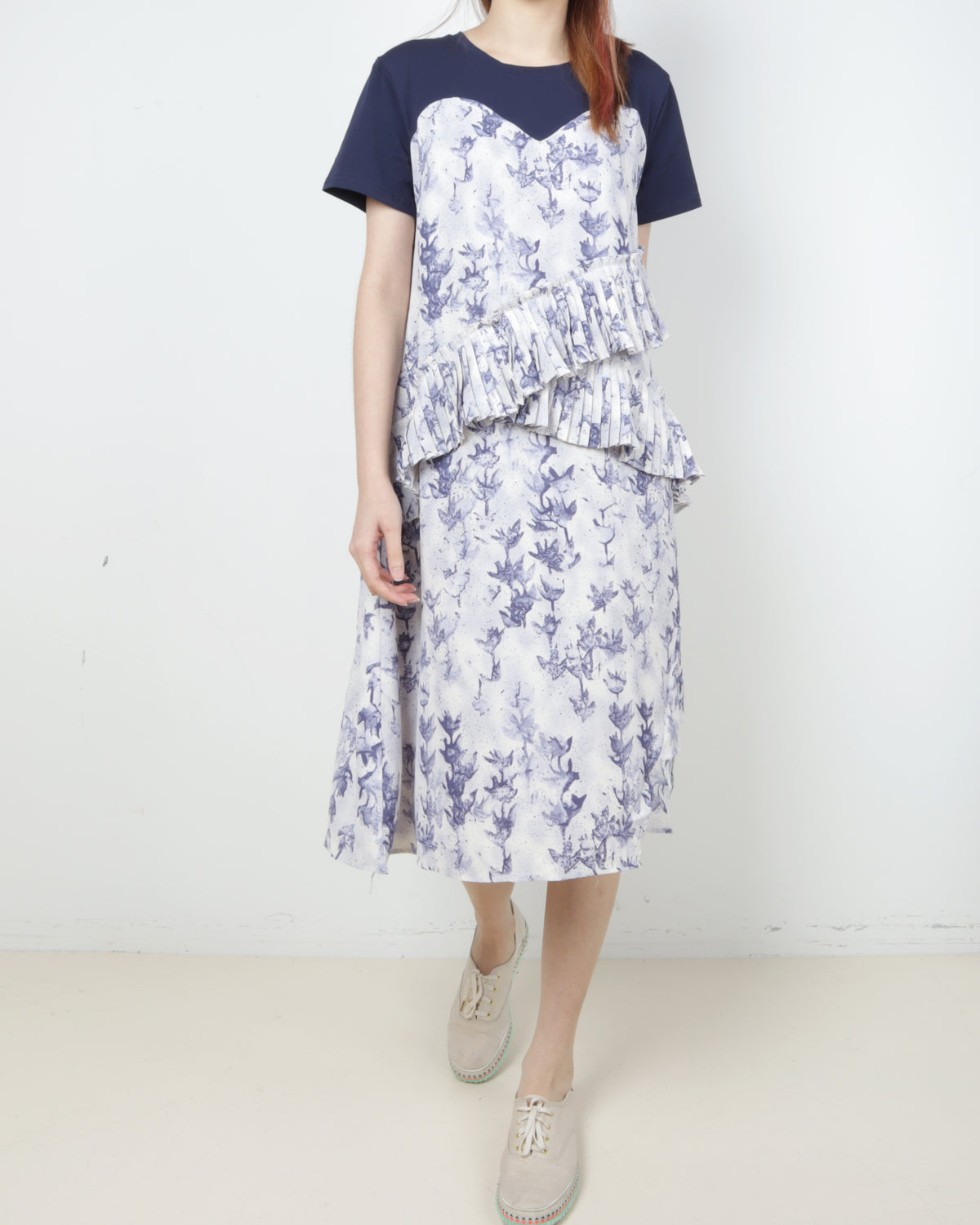 Folds Print Dress, women's dress - Ferlicious Singapore