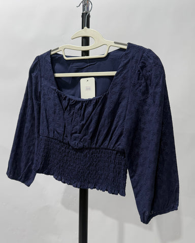 Smocked Waist Eyelet Top