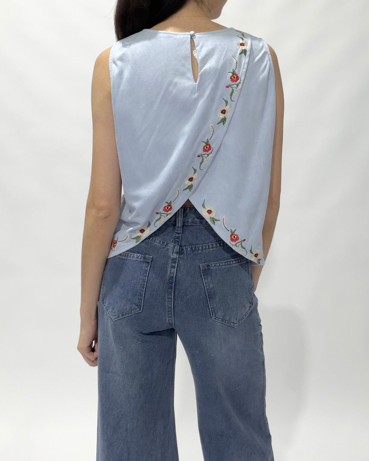 Back Overlap Velvety Top, women's top - Ferlicious Singapore