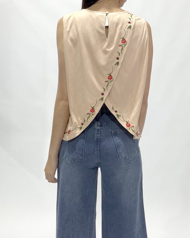 Back Overlap Velvety Top
