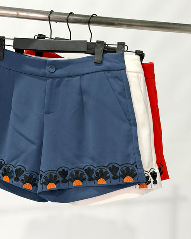 Embroidered Hem Shorts