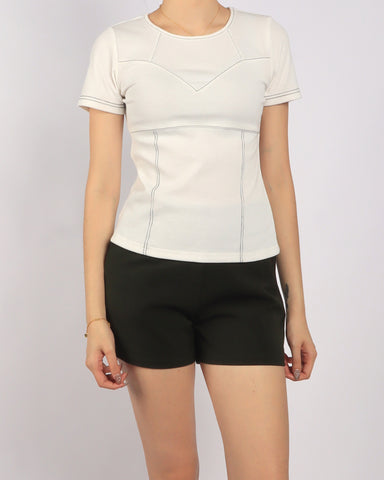 Ribbed Contrast Trim Top