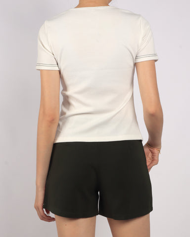 Ribbed Contrast Trim Top