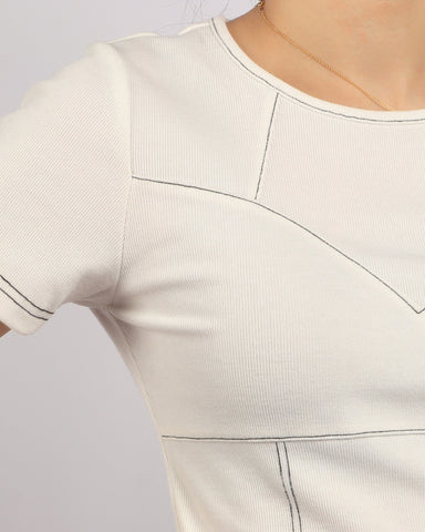 Ribbed Contrast Trim Top