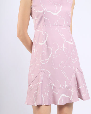 Illustration Square Neck Dress (Non-returnable)