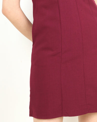 Keyhole Shift Dress - Maroon