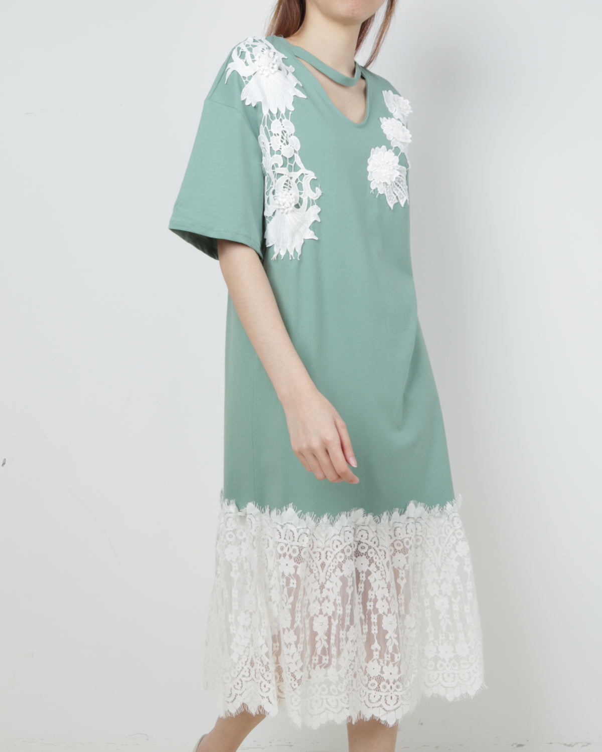 Lace Hem Midi Dress, women's dress - Ferlicious Singapore