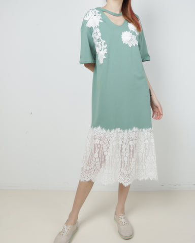 Lace Hem Midi Dress