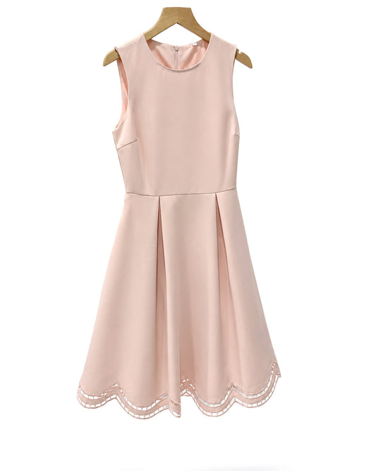 Ladder Lace Scallop Hem A Line Dress