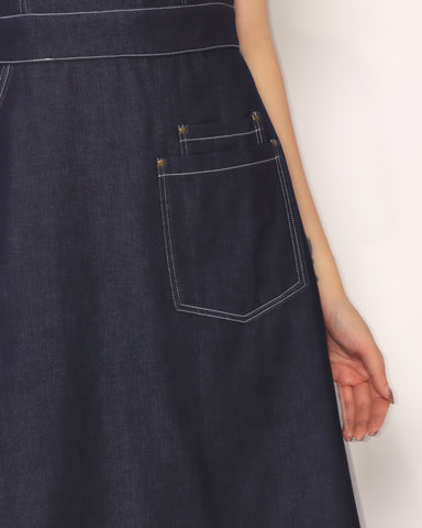 Lightweight Short Sleeve Denim Dress - Blue