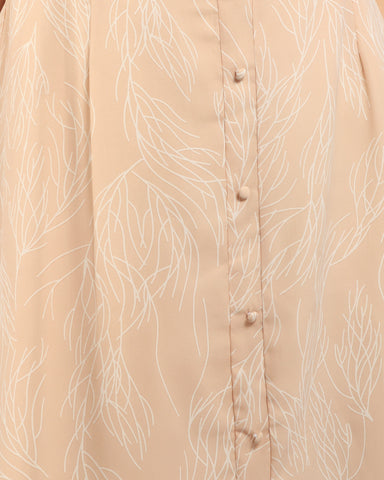 Lines Printed Flutter Sleeve Midi