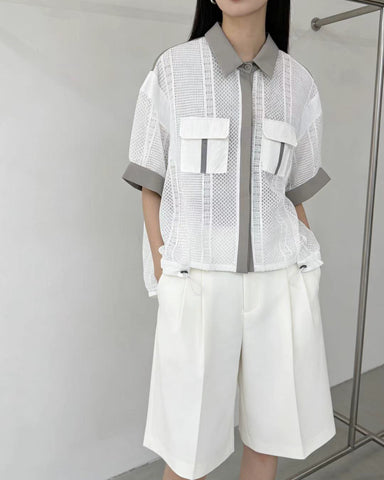 Mesh Contrast Utility Shirt