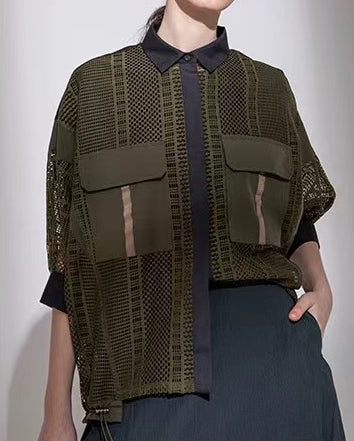 Mesh Contrast Utility Shirt