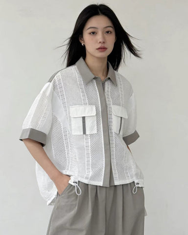 Mesh Contrast Utility Shirt