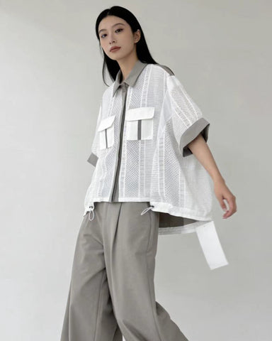Mesh Contrast Utility Shirt