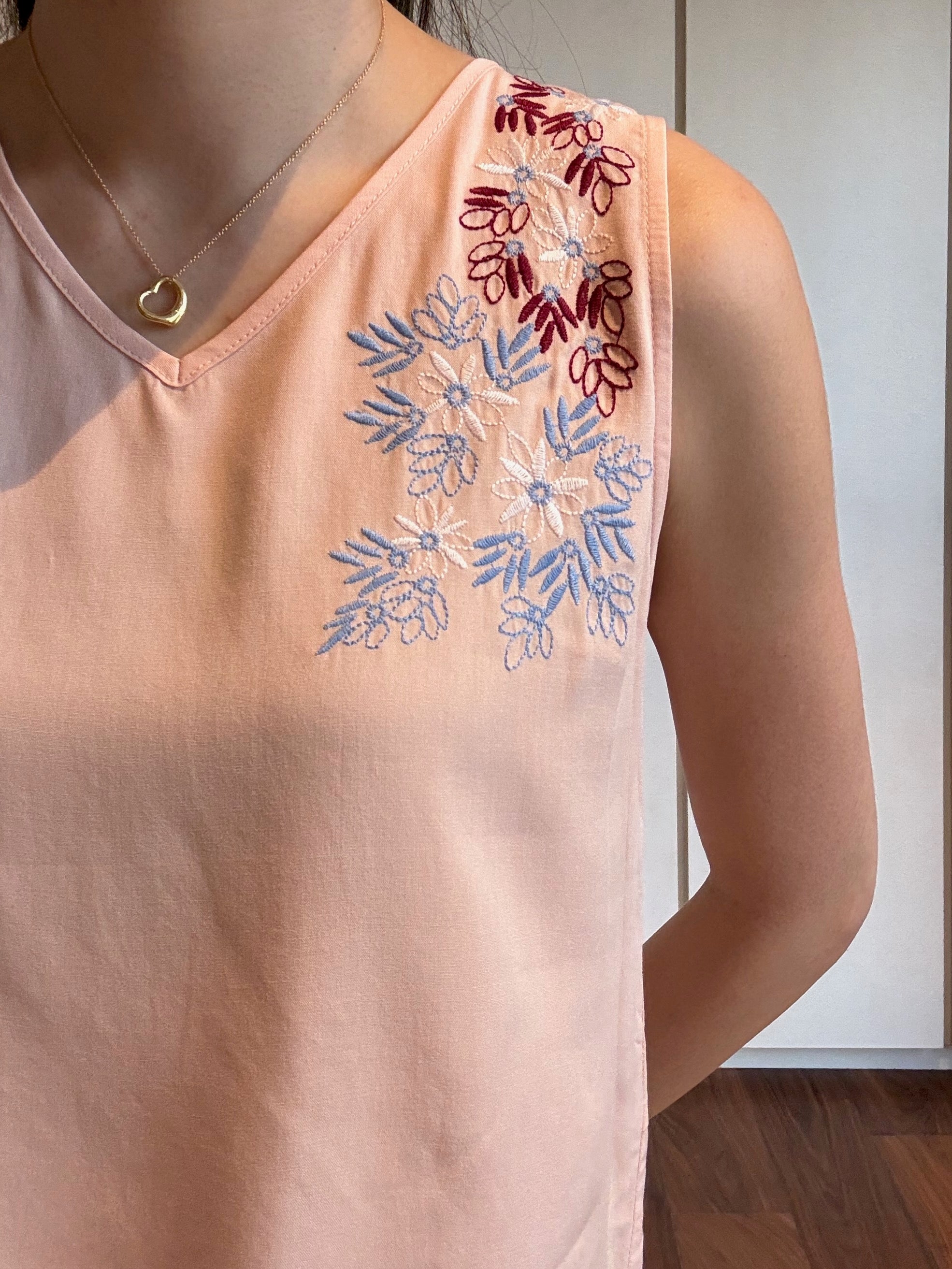 Overlap Back Embroidery Top