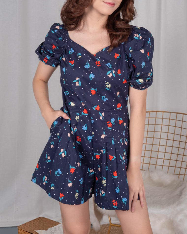 Poppy Floral Romper, women's romper - Ferlicious Singapore
