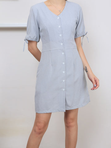 Grid Button Through Dress