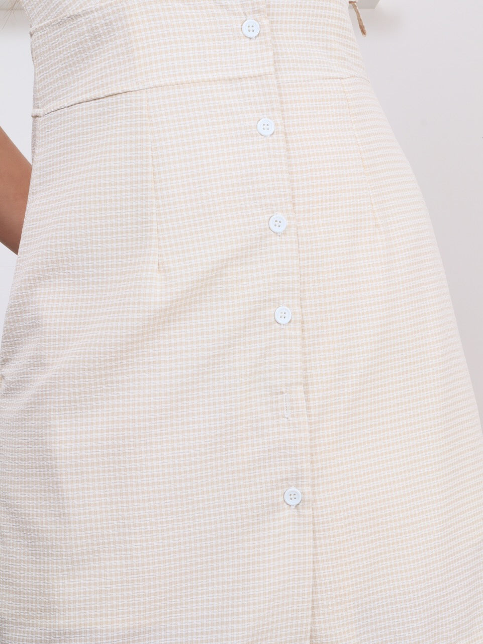 Grid Button Through Dress