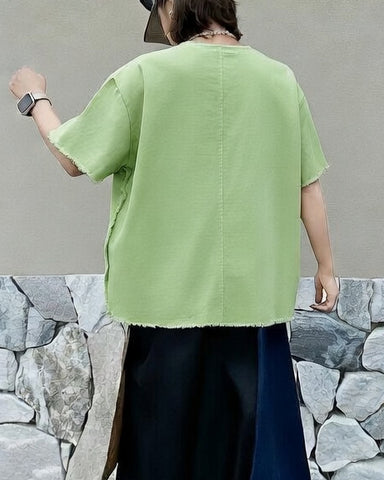 Raw Hem Denim Boxy Top