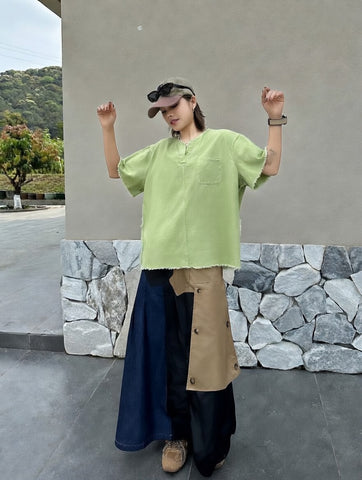 Raw Hem Denim Boxy Top